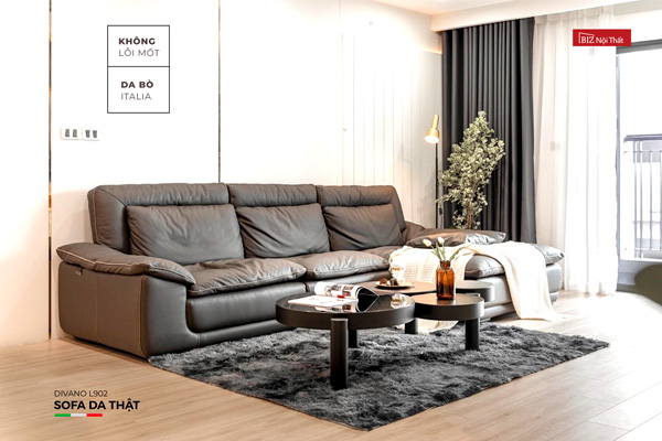 Bộ Sofa Góc chất liệu da bò Ý nhập khẩu Divano L902 dài 3,1m