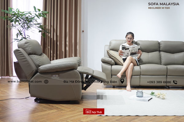 Ghế Sofa đơn thông minh Recliner chỉnh điện da thật nhập khẩu Malaysia M-1120A