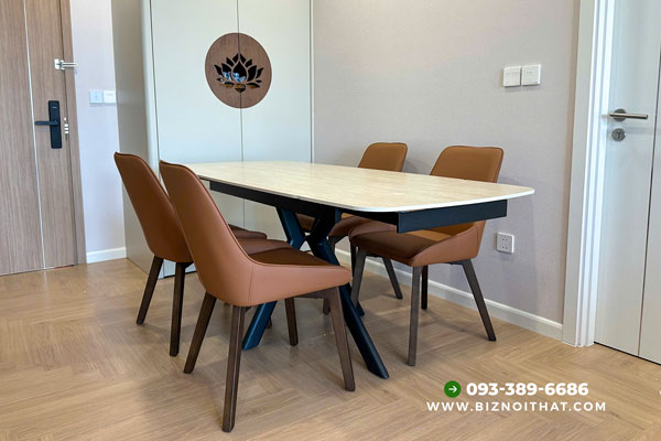 Bàn ăn thông minh kéo dài từ 1,3m đến 1,9m mặt đá Ceramic-DF107