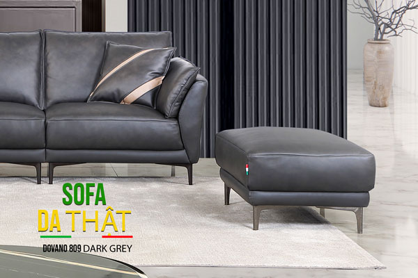 Bộ Sofa Văng chất liệu da bò Ý nhập khẩu Divano S-809 màu xám