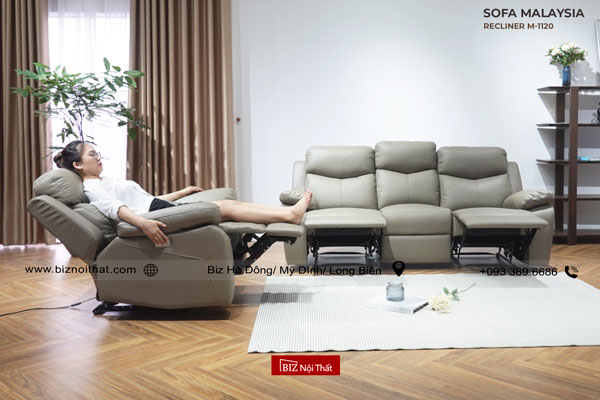 Ghế Sofa đơn thông minh Recliner chỉnh điện da thật nhập khẩu Malaysia M-1120A