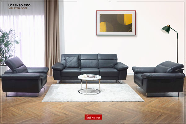 Bộ Sofa chất liệu da bò Ý Lorenzo-5550 nhập khẩu Malaysia