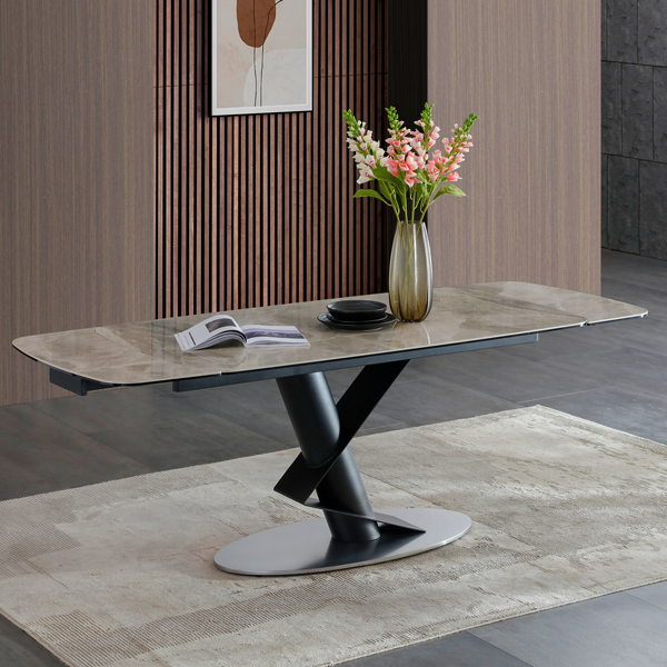 Bàn ăn thông minh kéo dài từ 1,6m đến 2,2m mặt đá Ceramic-1125T thương hiệu Biz Nội Thất