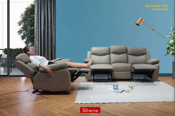 Bộ Sofa thông minh Recliner chỉnh điện da thật nhập khẩu Malaysia M-1120