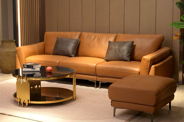 Bộ Sofa Văng chất liệu da bò Ý nhập khẩu Divano S688 dài 2,16m màu Nâu Dark Brown