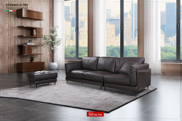 Bộ Sofa nhập khẩu chất liệu da bò Italia Divano S-781