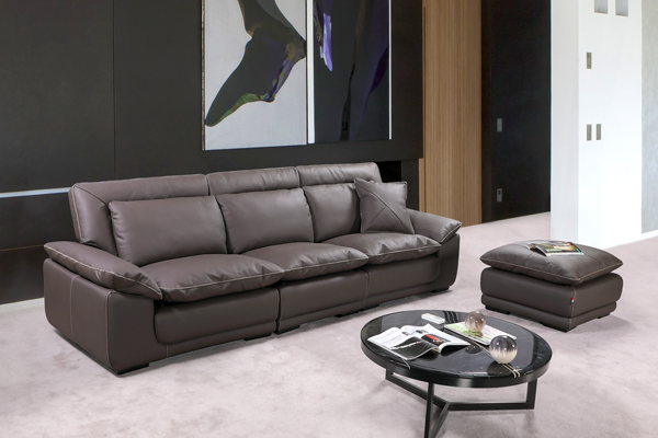 Bộ Sofa góc L chất liệu da bò Ý nhập khẩu Divano L902 màu nâu Dark Brown