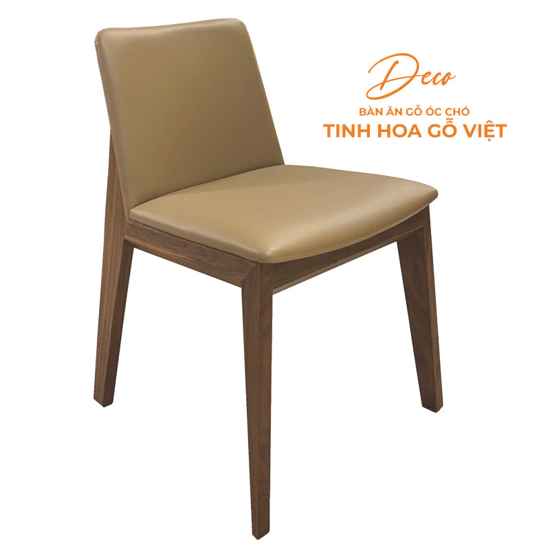 Ghế ăn gỗ óc chó da màu đen Deco