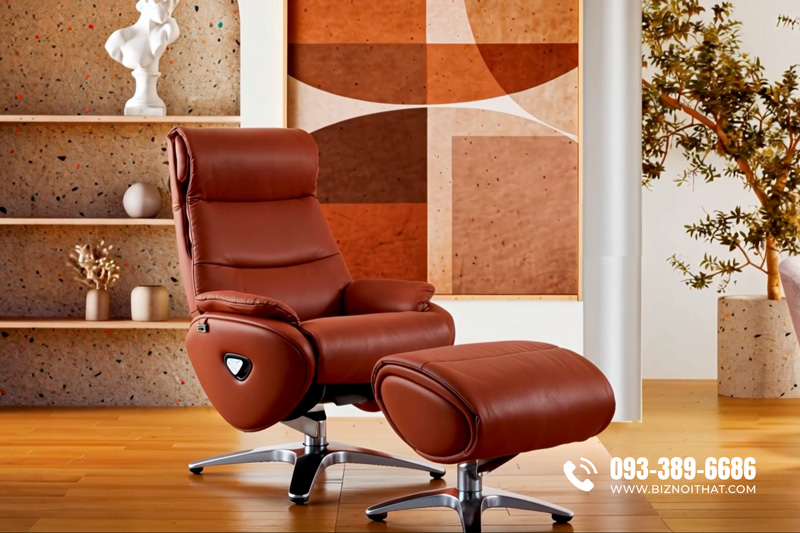 Ghế Sofa đơn thư giãn  chỉnh cơ thông minh da bò Italia nhập khẩu ASTRO-139 màu đỏ