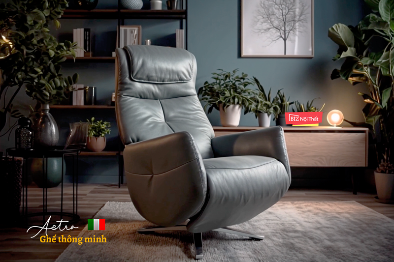 Ghế Sofa thông minh massage da bò thật ASTRO-288 màu xám