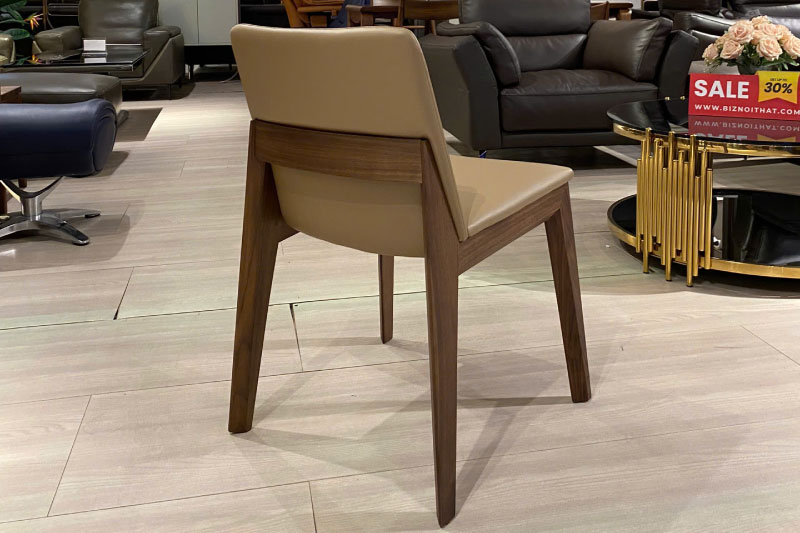 Ghế ăn gỗ óc chó da màu kem Deco