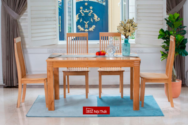 Bộ bàn ăn 4 ghế gỗ sồi Mỹ xuất Nhật Biznoithat TF-02