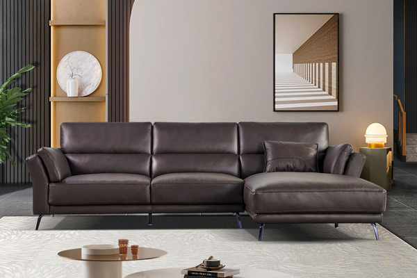 Ghế Sofa Văng chất liệu da bò Ý nhập khẩu Divano S-808 màu Nâu Dark Brown