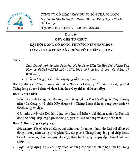 Tài liệu đại hội cổ đông 2025