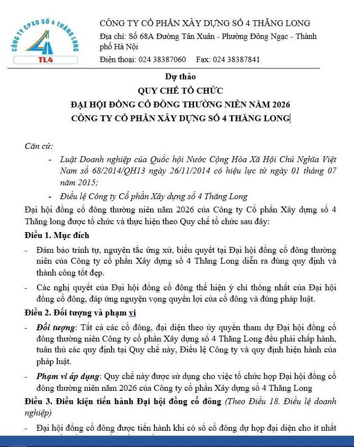 Tài liệu Đại hội cổ đông thường niên 2026