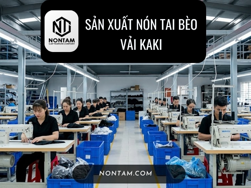 Sản xuất nón tai bèo vải kaki bền đẹp, giá tốt theo yêu cầu