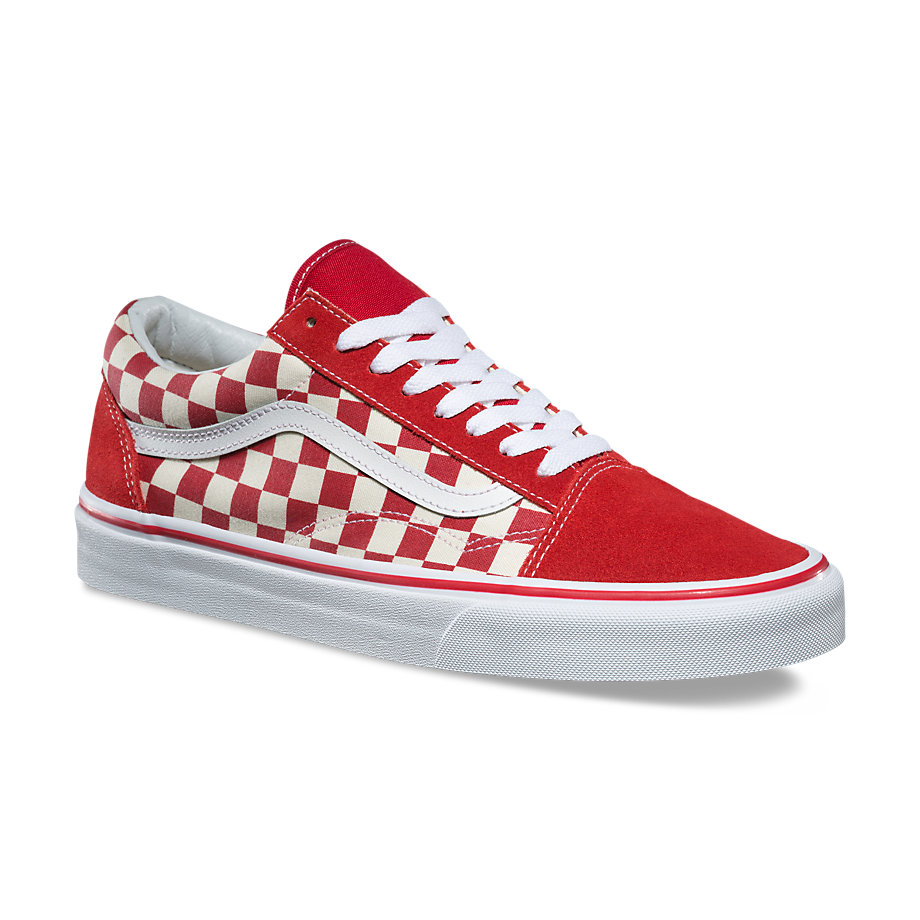 vans old skool red checkerboard