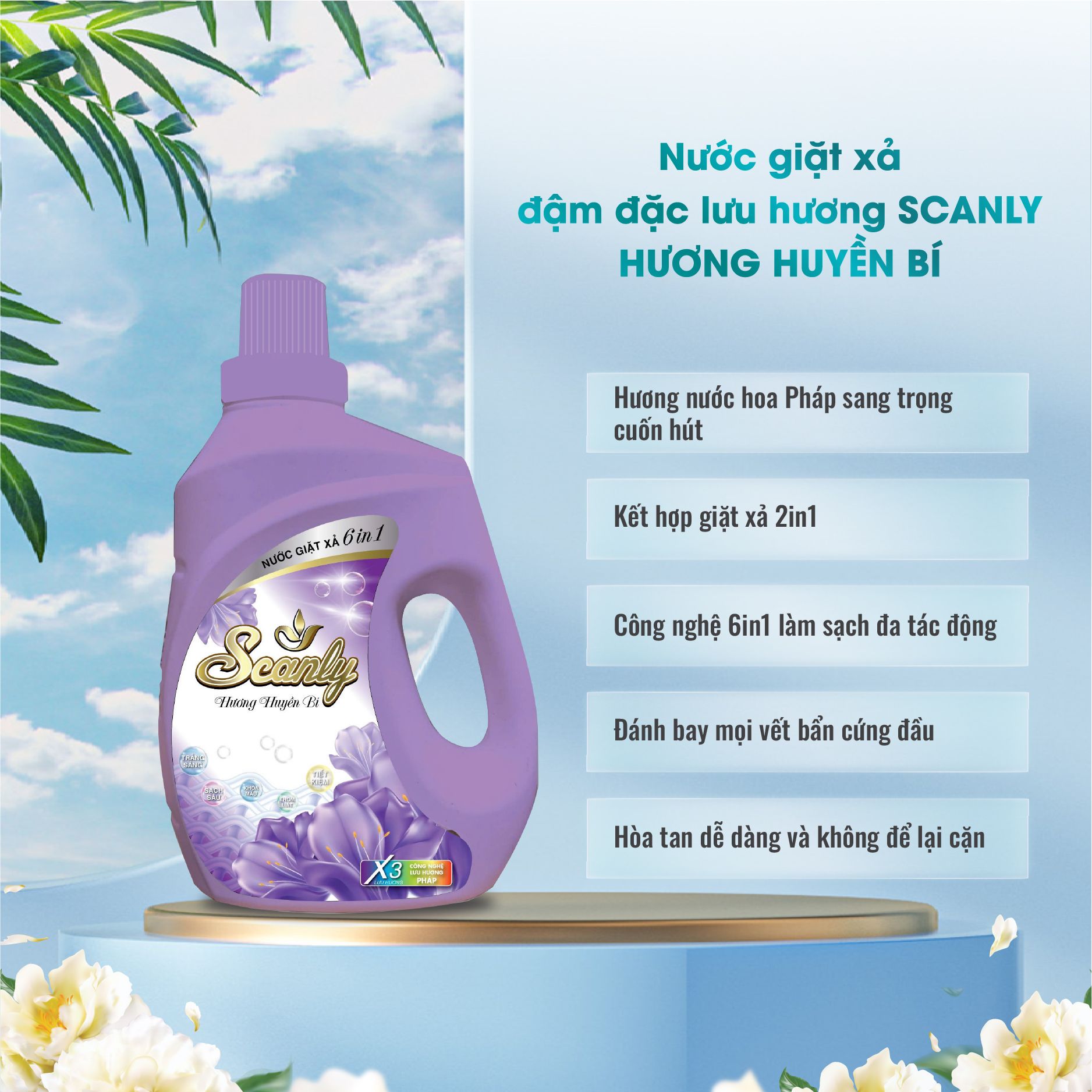 Nước Giặt xả hương Huyền Bí 6in1 Scanly giúp giữ màu bền bỉ, Thơm ngát cả ngày dài