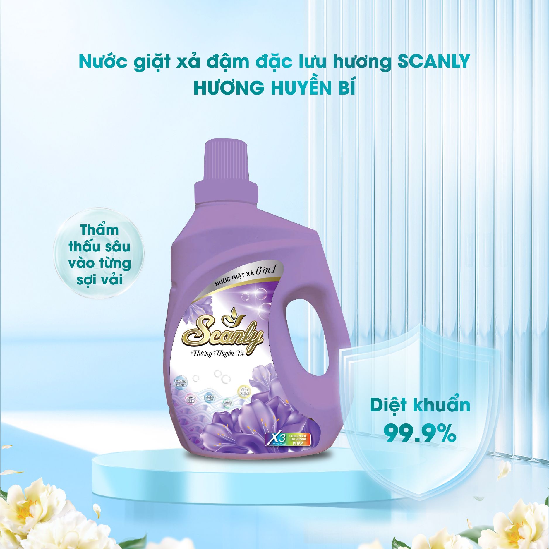Nước Giặt xả hương Huyền Bí 6in1 Scanly giúp giữ màu bền bỉ, Thơm ngát cả ngày dài