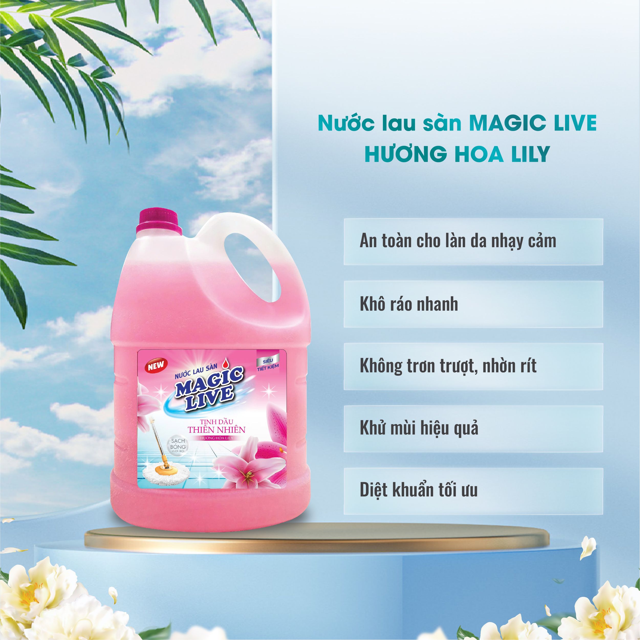 Nước lau sàn hương hoa lily Magic Live Khử Mùi Lưu Hương Đuổi Muỗi Đuổi Côn Trùng