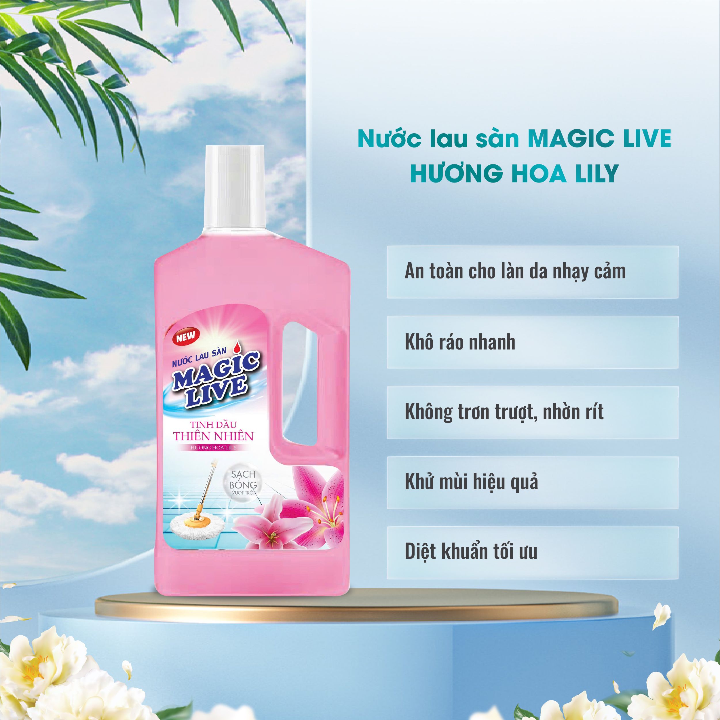Nước lau sàn hương hoa lily Magic Live Khử Mùi Lưu Hương Đuổi Muỗi Đuổi Côn Trùng