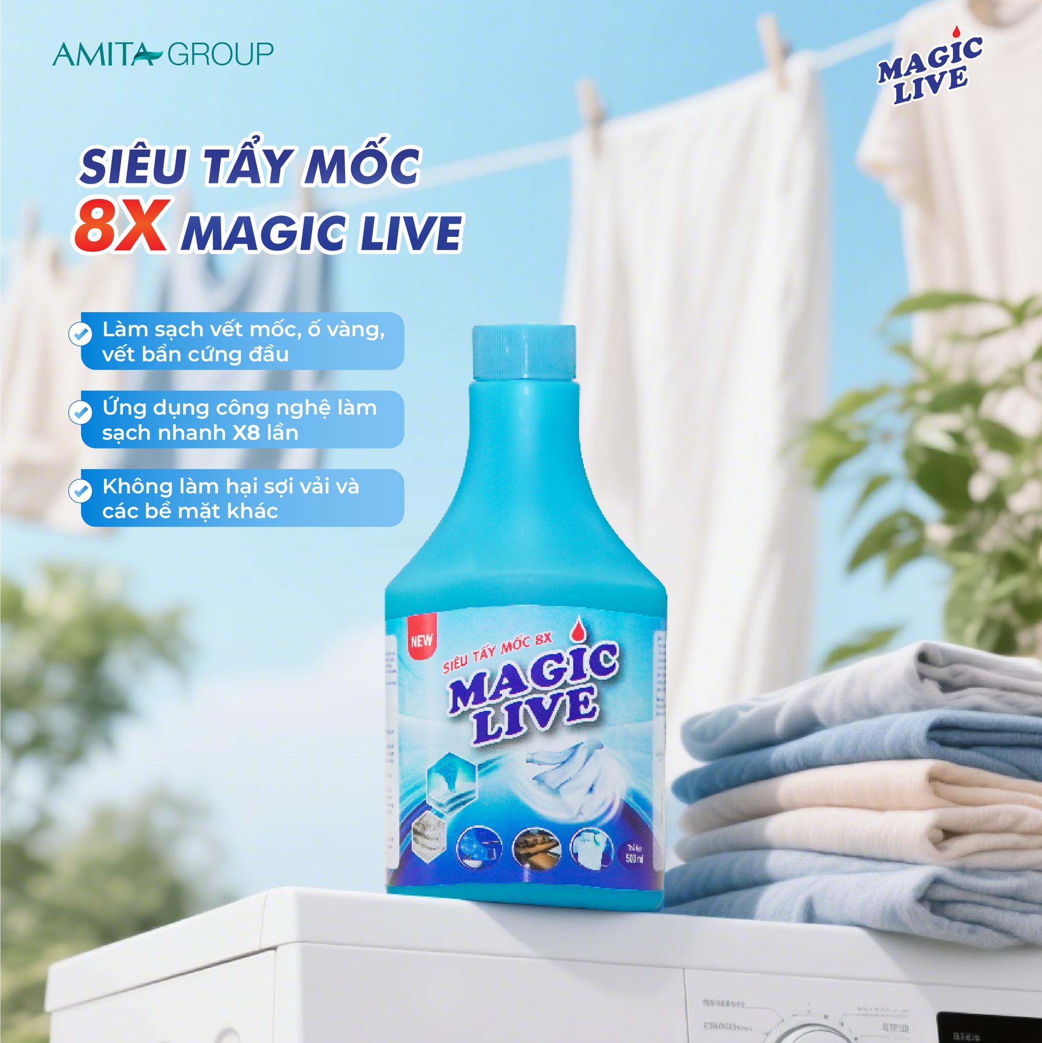 Siêu tẩy mốc 8X Magic Live 500ml MGTM120