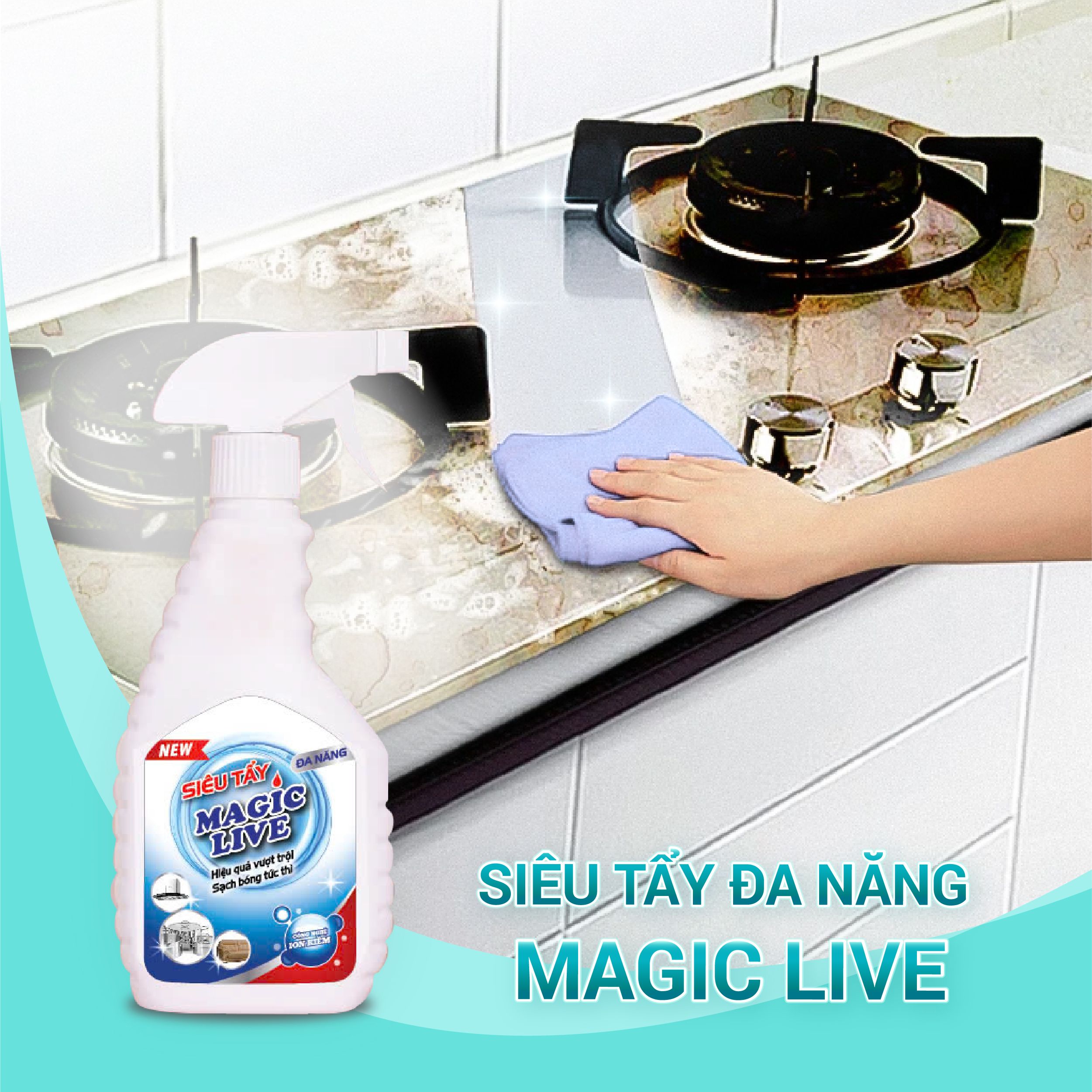  Tẩy Rửa Đa Năng Magic Live tẩy cặn canxi, vệ sinh sàn nhà, làm sạch bề mặt kính, bồn rửa 500ML