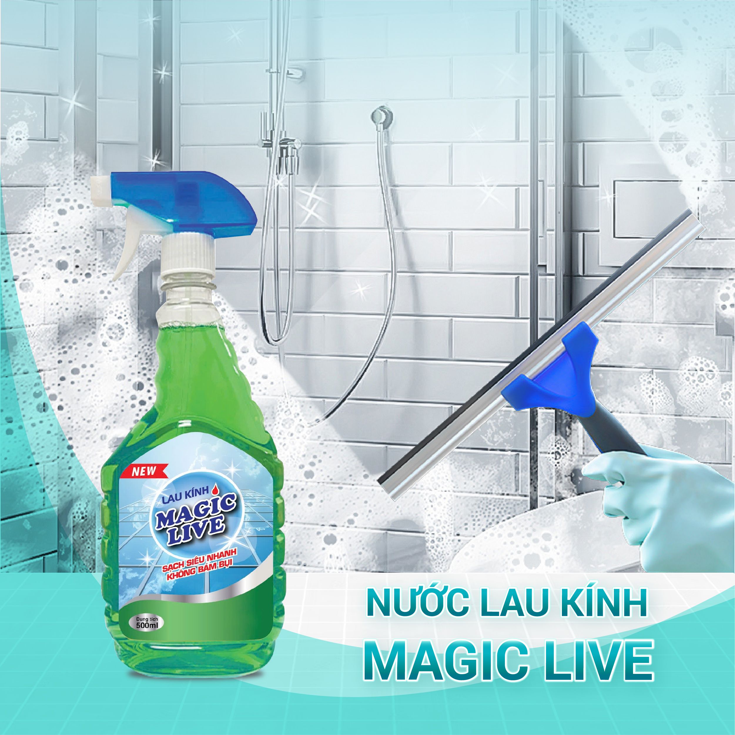 Nước lau kính Magic Live Siêu sạch chống bám bụi 500ml