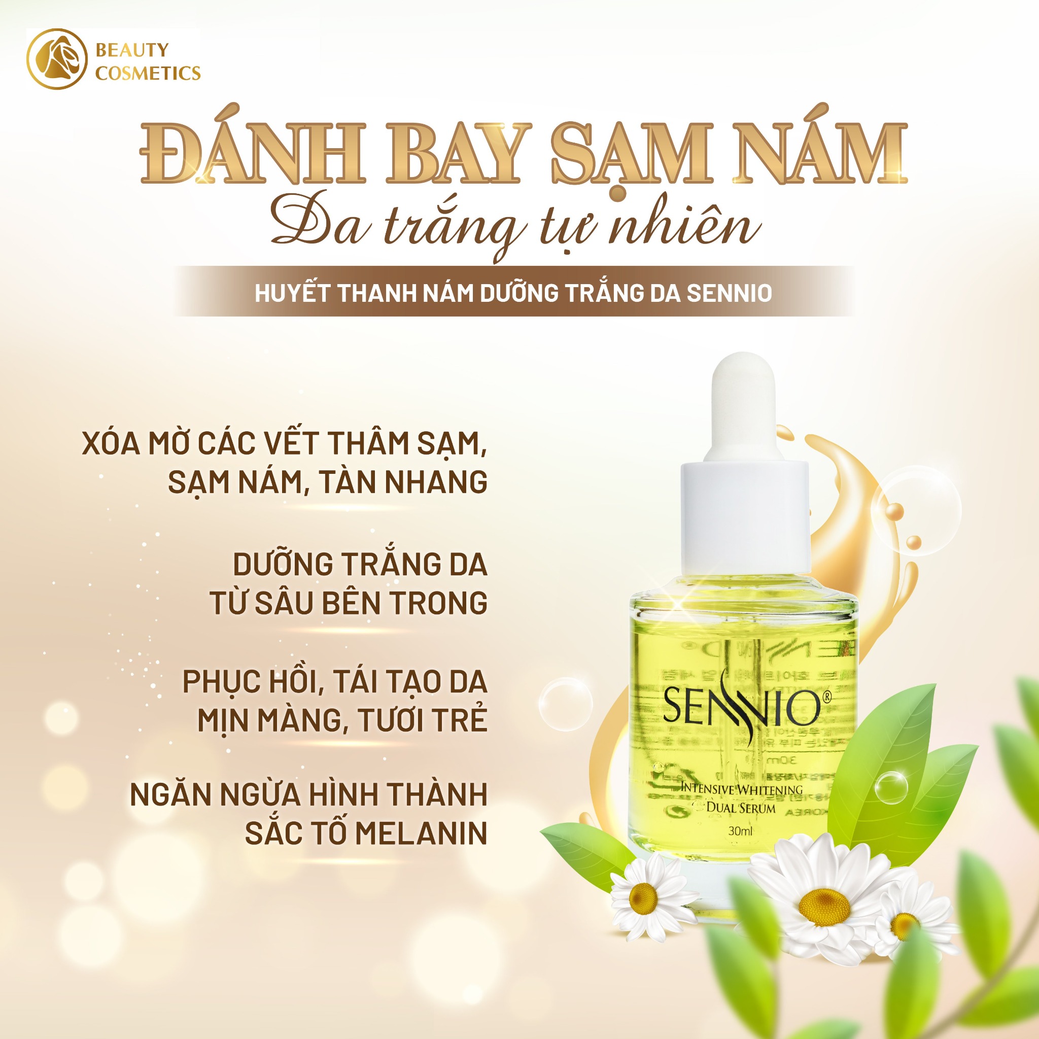 Serum dưỡng da nám Sennio Intensive Whitening Dual Serum dưỡng trắng da mặt chính hãng Hàn Quốc 30ml SNO 809