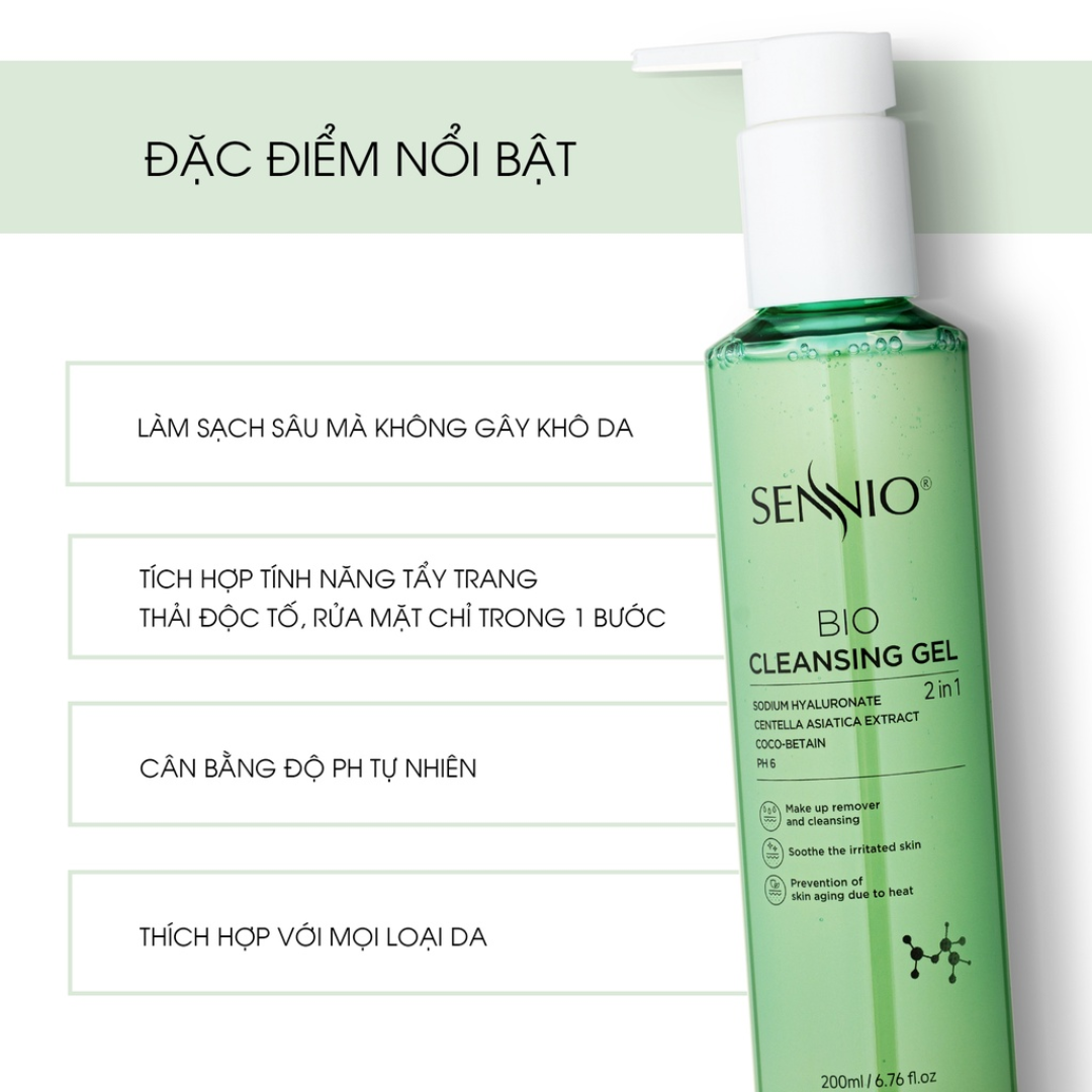 GEL TẨY TRANG THẢI ĐỘC TỐ 2IN1 SENNIO  Sennio Bio Gel Cleanser SNO 826