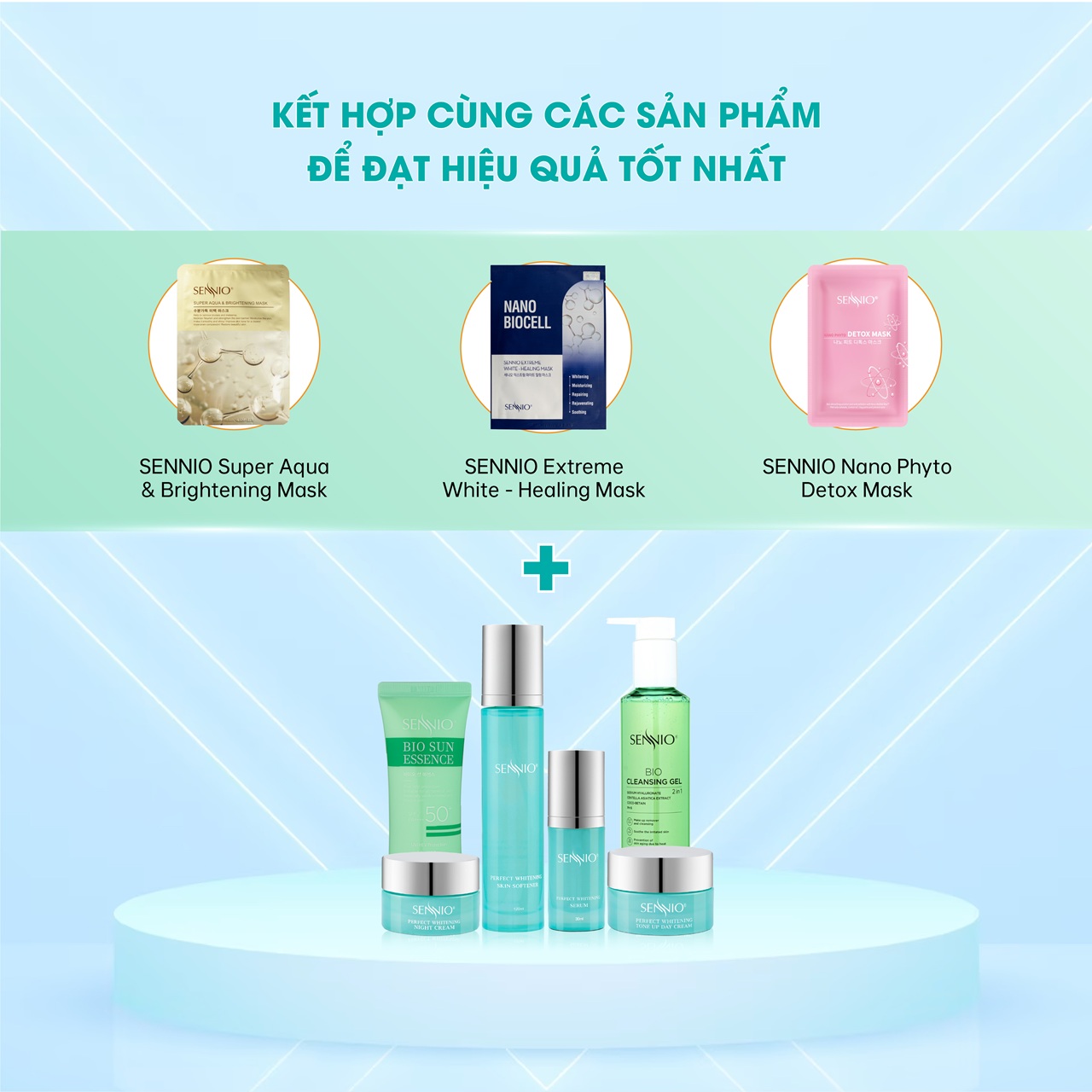 Bộ 06 sản phẩm tái sinh, phục hồi da căng bóng Sennio - SENNIO SNO 833