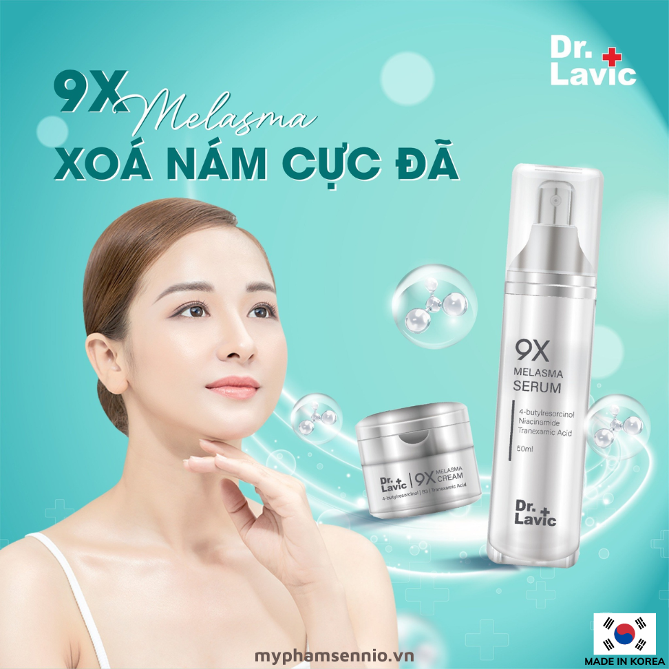 Bộ đôi sản phẩm tái sinh phục hồi da nám - giảm thâm mụn - tàn nhang - 9X MELASMA DR.LAVIC - DR975