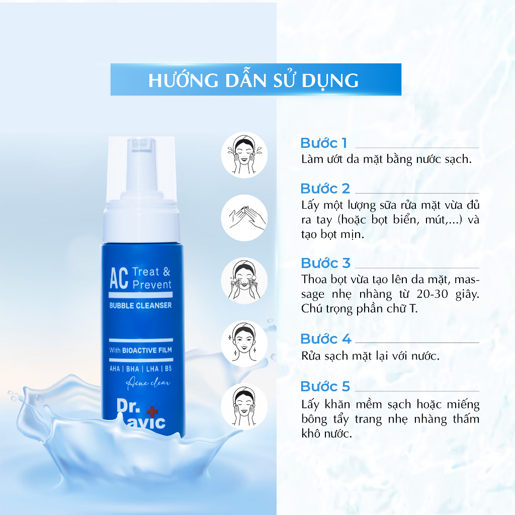 Bọt rửa mặt ngừa mụn Dr.Lavic AC Treat & Prevent Bubble Cleanser kiểm soát dầu ngăn ngừa mụn tái phát 150ml DR956