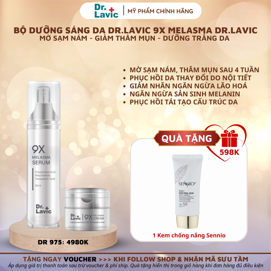 Bộ đôi sản phẩm tái sinh phục hồi da nám - giảm thâm mụn - tàn nhang - 9X MELASMA DR.LAVIC - DR975