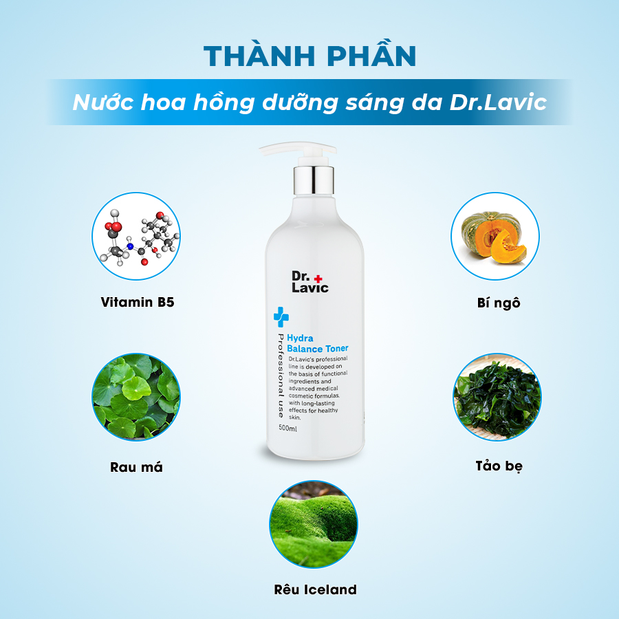 Nước hoa hồng cấp ẩm dưỡng sáng da Dr.Lavic Hydra Balance Toner 500ml DR804