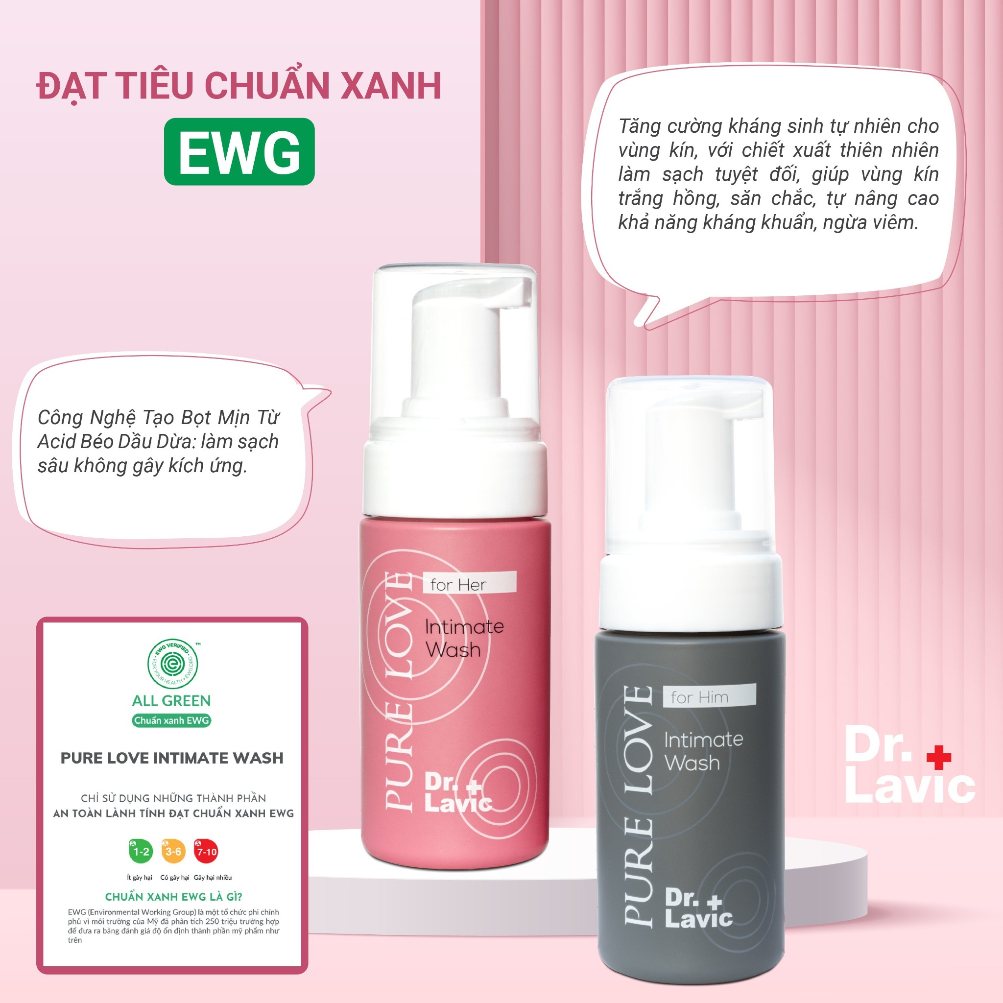 Dung dịch vệ sinh phụ nữ Dr.Lavic Pure Love Intimate Wash For Her dạng bọt sạch thơm mát 100ml DR940