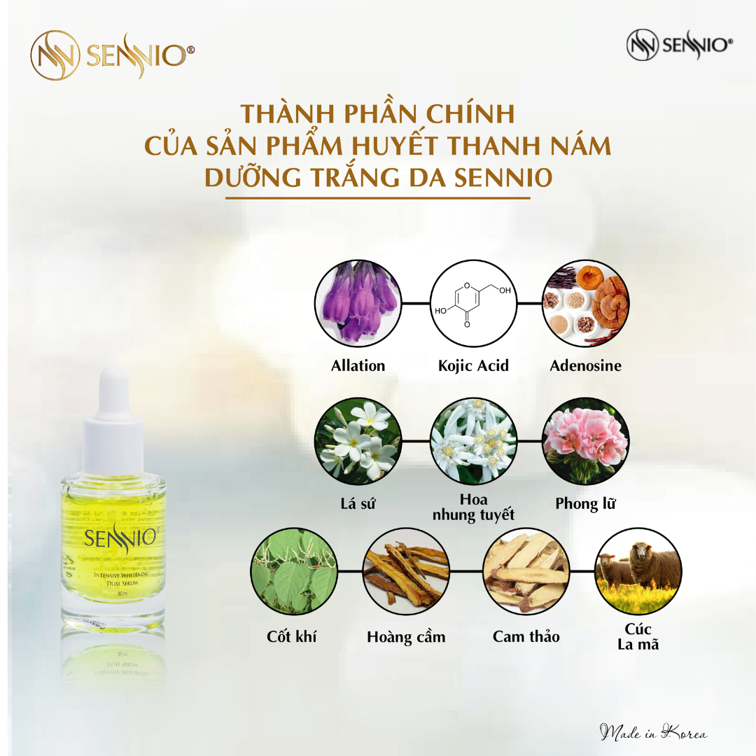 Bộ 2 sản phẩm dưỡng trắng da mờ thâm nám, tàn nhang, chống lão hoá ban ngày Sennio SNO 660-21