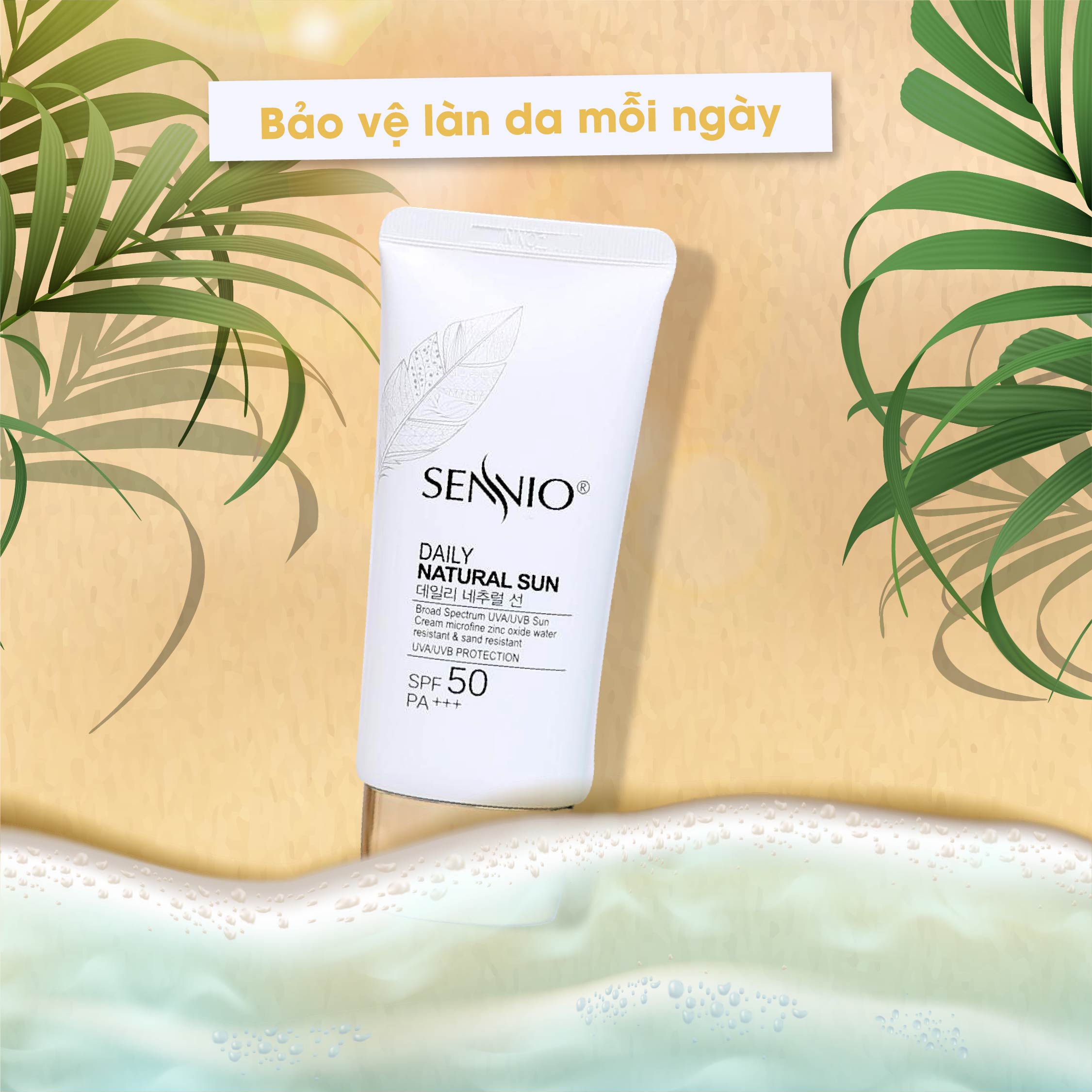 Kem chống nắng trắng da Sennio Daily Natural Cream SPF 50 PA+++ kiềm dầu phù hợp cho da dầu mụn 50ml SNO 803