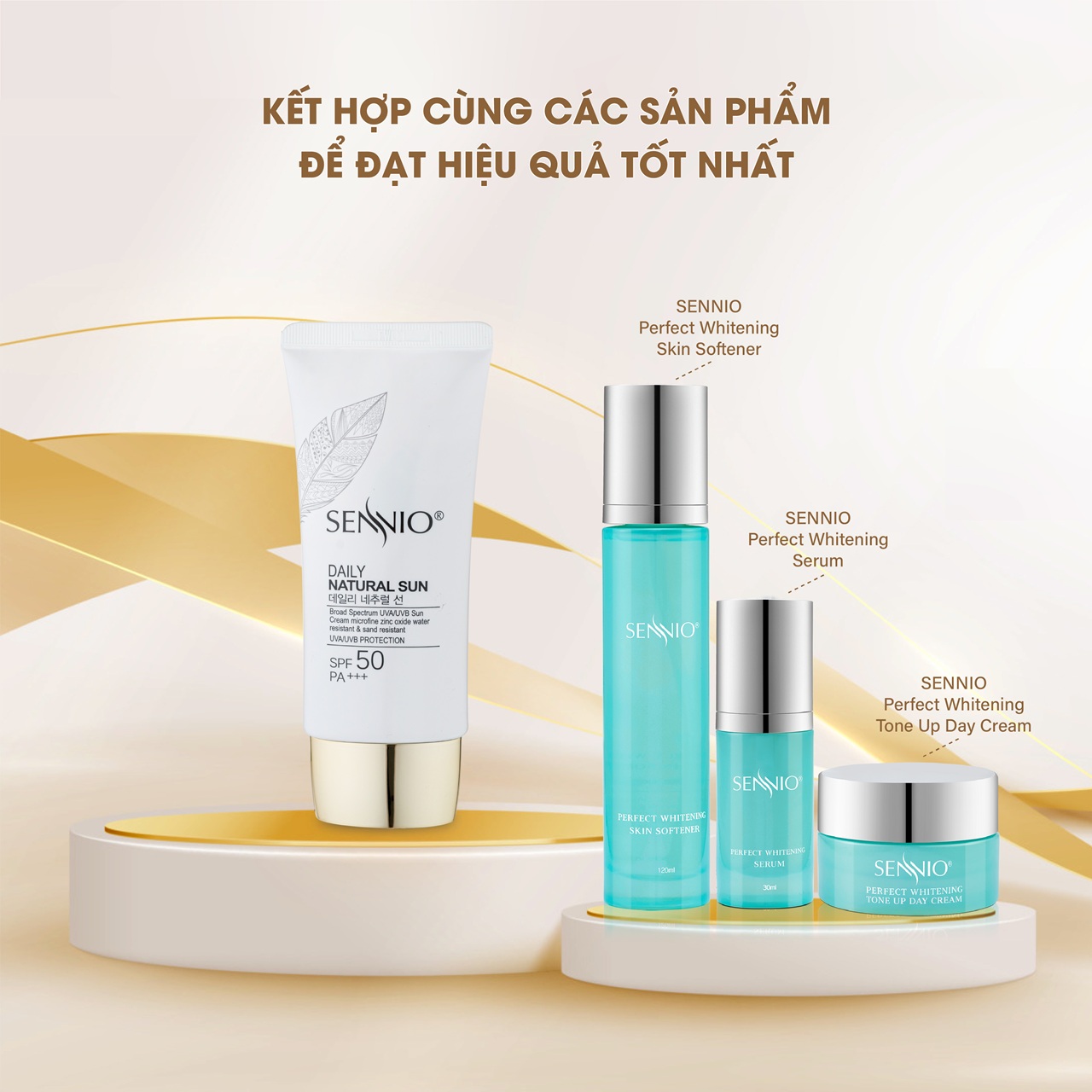 Kem chống nắng trắng da Sennio Daily Natural Cream SPF 50 PA+++ kiềm dầu phù hợp cho da dầu mụn 50ml SNO 803