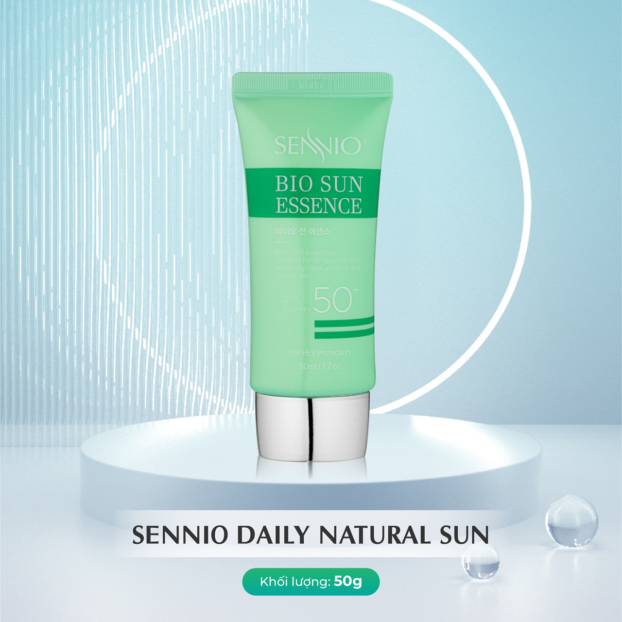 Tinh chất chống nắng, chống ánh sáng xanh dưỡng trắng da căng bóng, ngừa thâm mụn sạm nám SPF50++++ Sennio Bio Sun Essence SNO 825