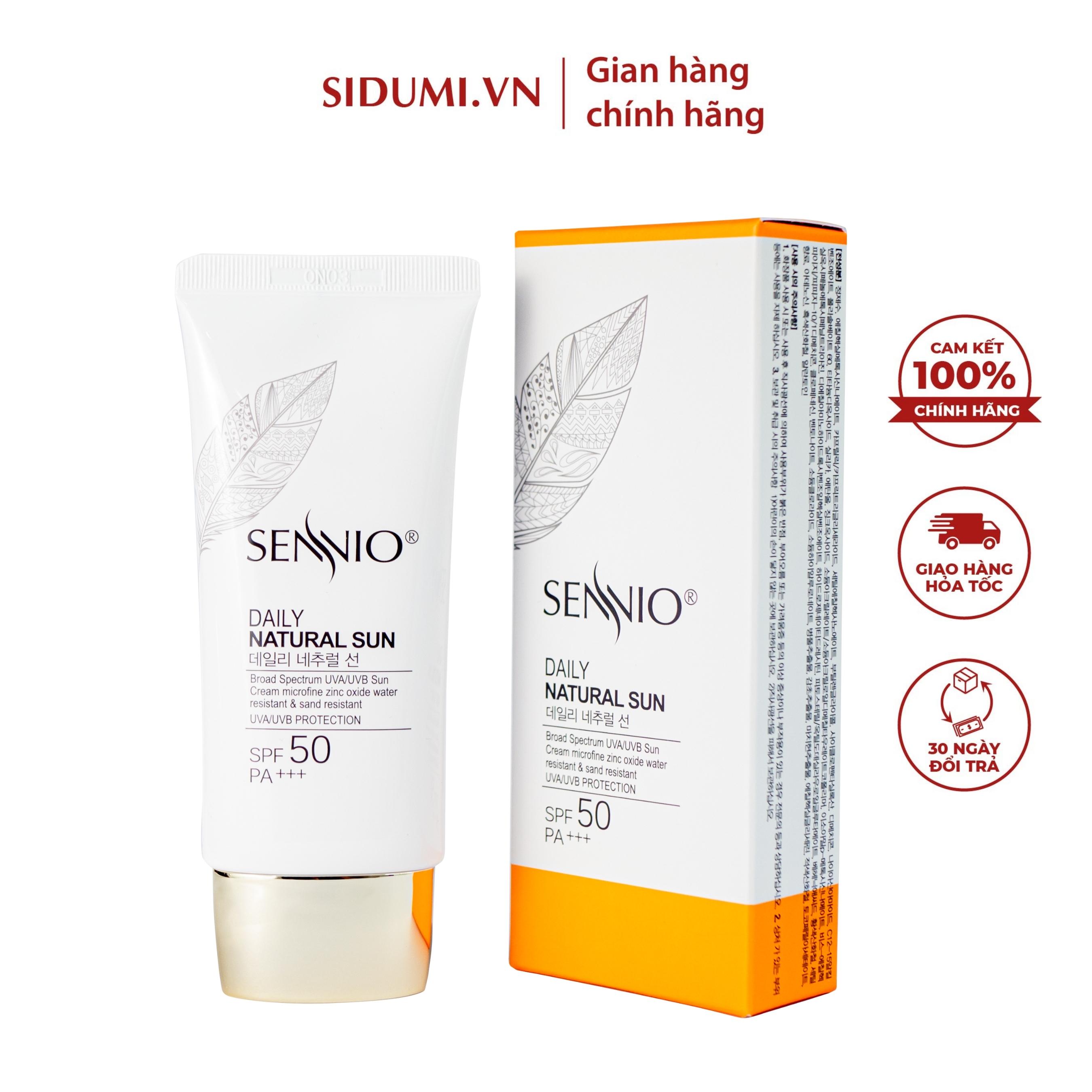 Kem chống nắng trắng da Sennio Daily Natural Cream SPF 50 PA+++ kiềm dầu phù hợp cho da dầu mụn 50ml SNO 803