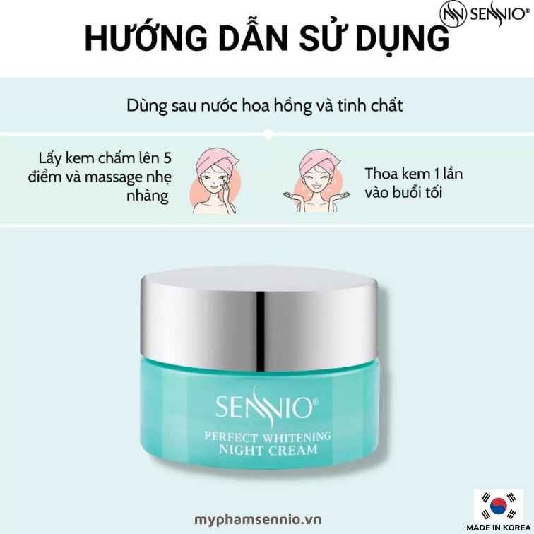 Kem đêm tái sinh, phục hồi da căng bóng - Sennio Perfect Whitening Night Cream - SENNIO SNO 830