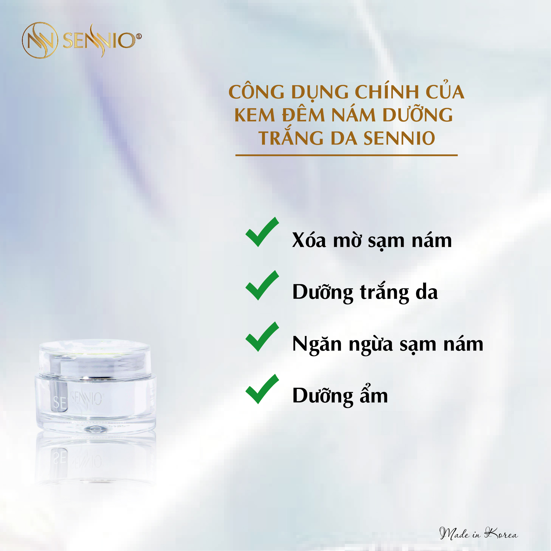 BỘ 4 SẢN PHẨM NÁM DƯỠNG TRẮNG DA SENNIO  Intensive Pigmenttation Treatment Set 4   SENNIO SNO 819