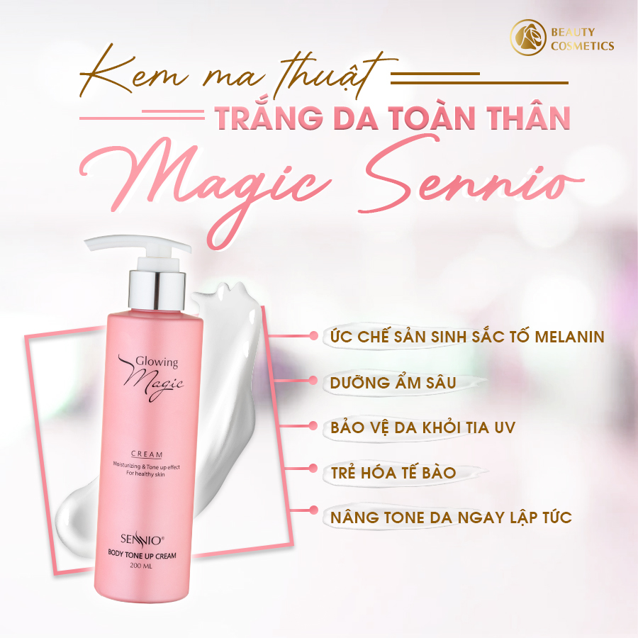 Kem body Sennio Glowing Magic Body Tone Up Cream dưỡng trắng da toàn thân 1000ml SNO 505