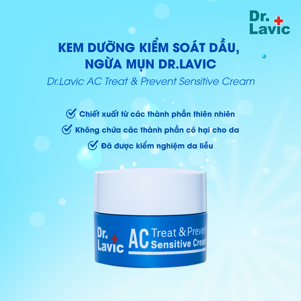 Kem dưỡng ẩm ngừa mụn Dr.Lavic AC Treat & Prevent Sensitive Cream kiềm dầu, chống tái phát mụn 20g DR959
