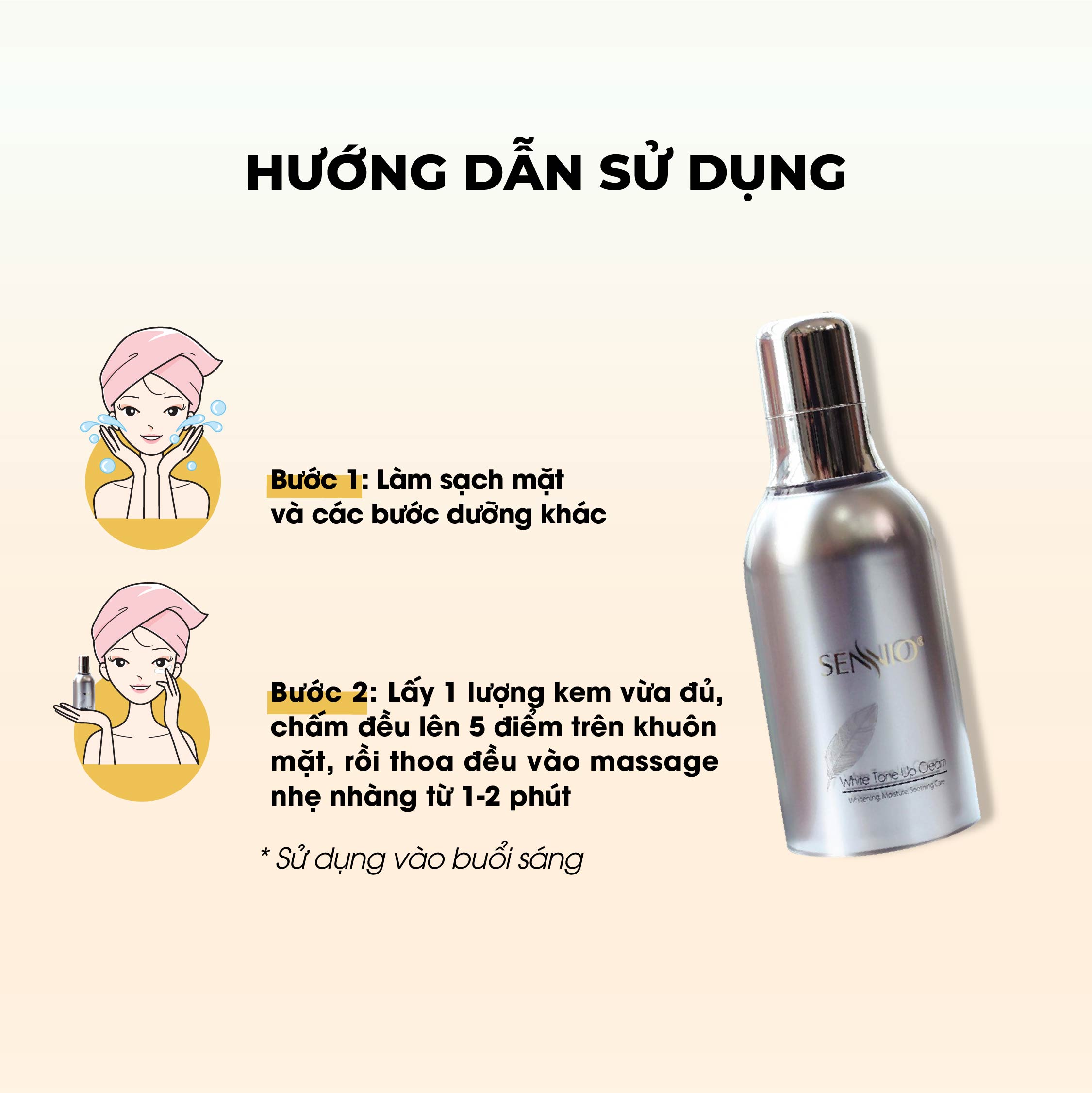 Kem dưỡng da nám Sennio Whitening Tone Up Cream  ban ngày dưỡng trắng da chống lão hoá 50ml SNO 807