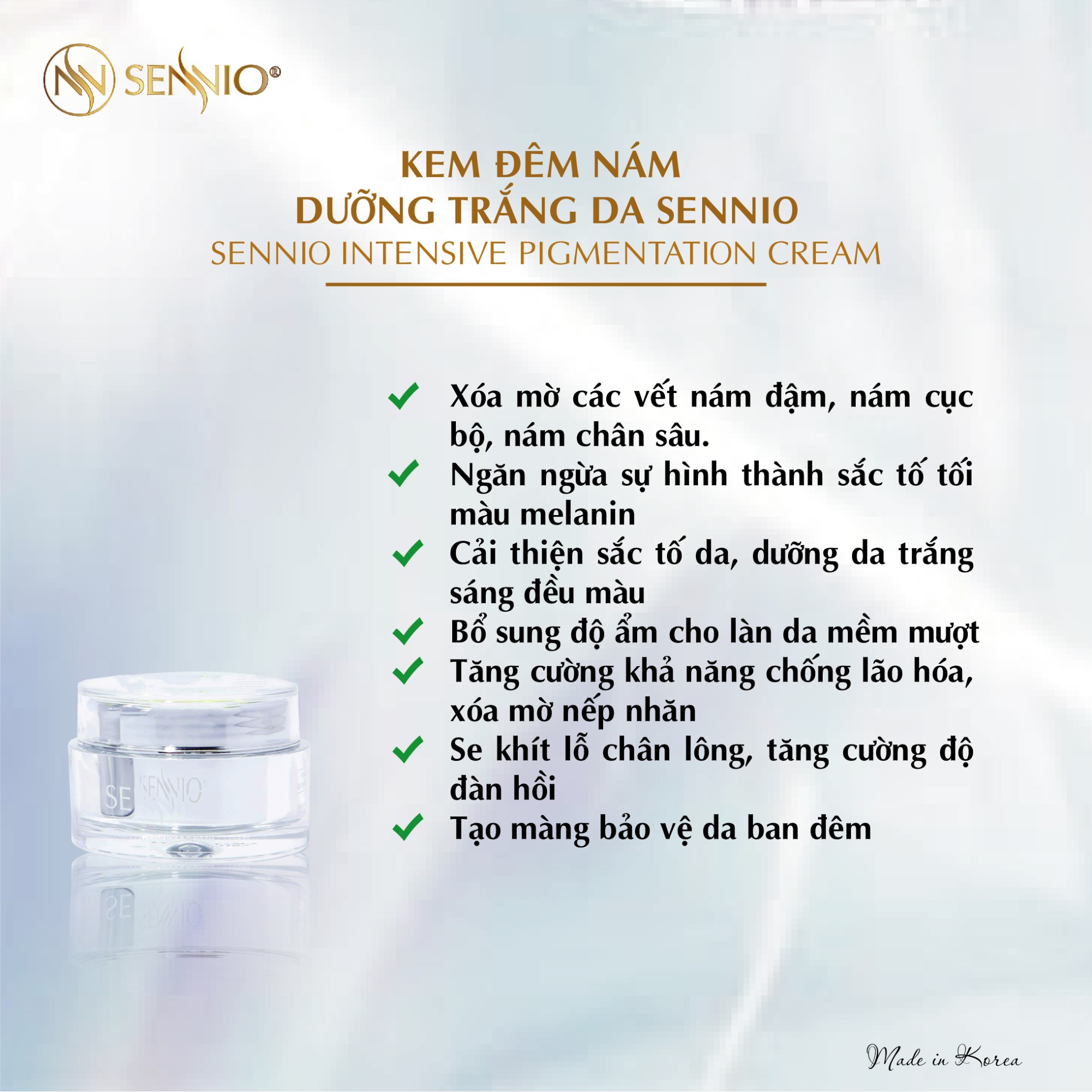 KEM ĐÊM LÀM MỜ NÁM TRẮNG DA SENNIO  Sennio Intensive Pigmentation Cream - SENNIO SNO 810