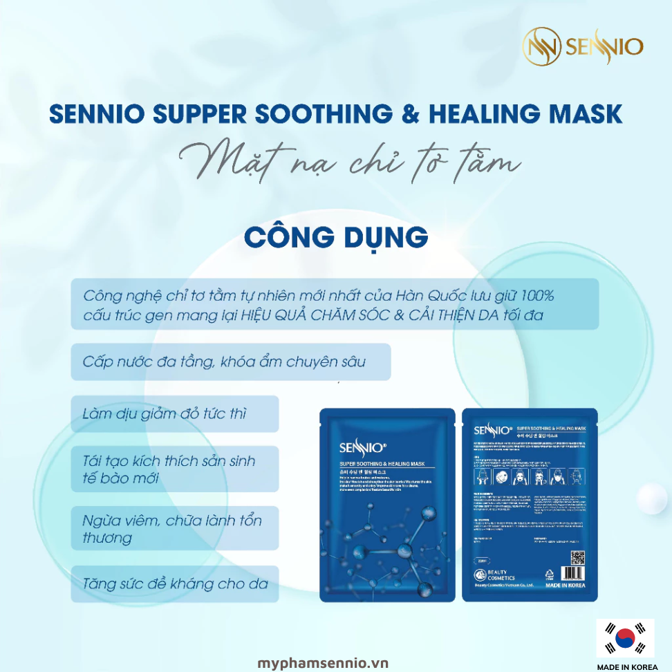 Mặt nạ chỉ tơ tằm SENNIO - Sennio Supper smoothing & Healing Mask - SENNIO SNO 842