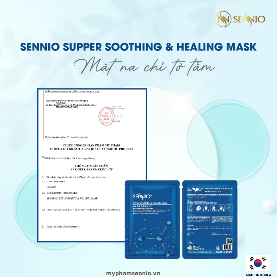 Mặt nạ chỉ tơ tằm SENNIO - Sennio Supper smoothing & Healing Mask - SENNIO SNO 842