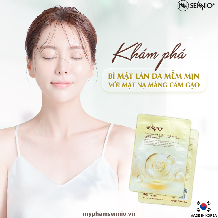 Mặt nạ màng cám gạo lên men Dưỡng Da Cấp ẩm Sennio Supper Aqua & Brightening Mask 23ml SNO 841